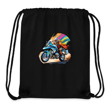 Comic hero on motorcycle - Stanley/Stella Recycled Gym Bag - black - Front