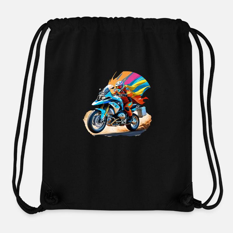 Comic hero on motorcycle - Stanley/Stella Recycled Gym Bag - black