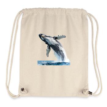 Buckelwal springt aus dem Meer - Stanley/Stella recycelter Gym Bag - Naturweiß - Vorne