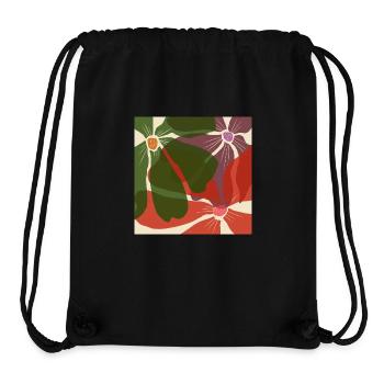 Motif de fleurs - Sac à cordon recyclé Stanley/Stella - noir - Devant