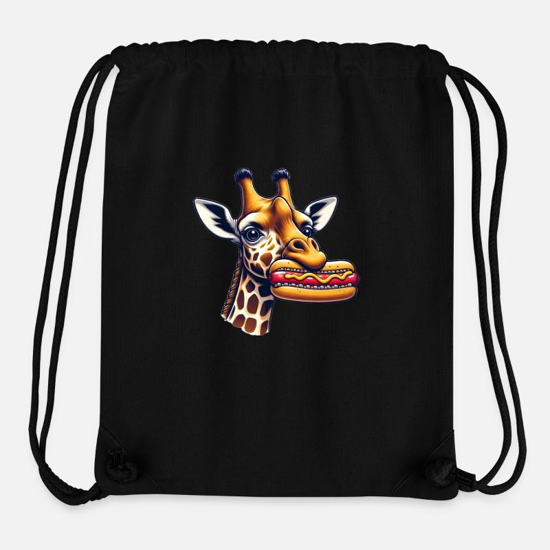 La girafe aime les hot-dogs - Sac à cordon recyclé Stanley/Stella - noir