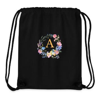 Un Monogram Floral, Couronne Florale, Personnalisable - Sac à cordon recyclé Stanley/Stella - noir - Devant