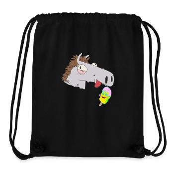 Tête de cheval glace crème enfants été enfant cheval chevaux - Sac à cordon recyclé Stanley/Stella - noir - Devant