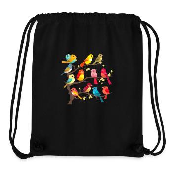 Colorful birds on the branches - Stanley/Stella Recycled Gym Bag - black - Front