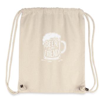 Bier Bierkrug Spruch Beer is my Friend - Stanley/Stella recycelter Gym Bag - Naturweiß - Vorne
