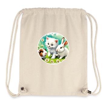 Meerschweinchen, Kaninchen und Kätzchen - Stanley/Stella recycelter Gym Bag - Naturweiß - Vorne