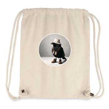 Blackbird with binoculars, newspaper hat and shoes - Stanley/Stella Recycled Gym Bag - natural - Front