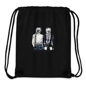 line art of backside view of 2 adult girl - Stanley/Stella Recycled Gym Bag - black - Front