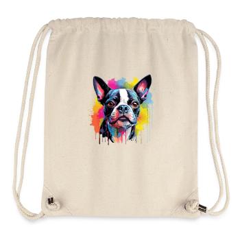 Boston Terrier Hund Motiv - Stanley/Stella recycelter Gym Bag - Naturweiß - Vorne