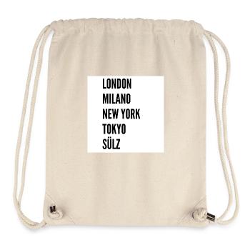 Londres, Milan, New York, Tokyo, Sülz - Sac à cordon recyclé Stanley/Stella - blanc naturel - Devant