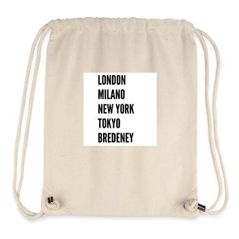 Londres, Milan, New York, Tokyo, Bredeney - Sac à cordon recyclé Stanley/Stella - blanc naturel - Devant