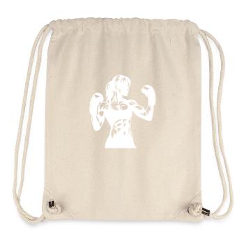 Muskulöse Frau mit Zopf im Boxkampf-Modus - Stanley/Stella recycelter Gym Bag - Naturweiß - Vorne