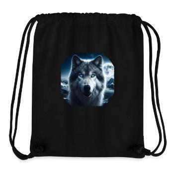 Loup aux yeux bleus la nuit - Sac à cordon recyclé Stanley/Stella - noir - Devant