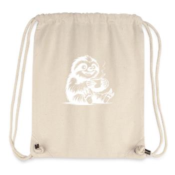 Laughing Sloth with Coffee Pencil Drawing - Stanley/Stella Recycled Gym Bag - natural - Front