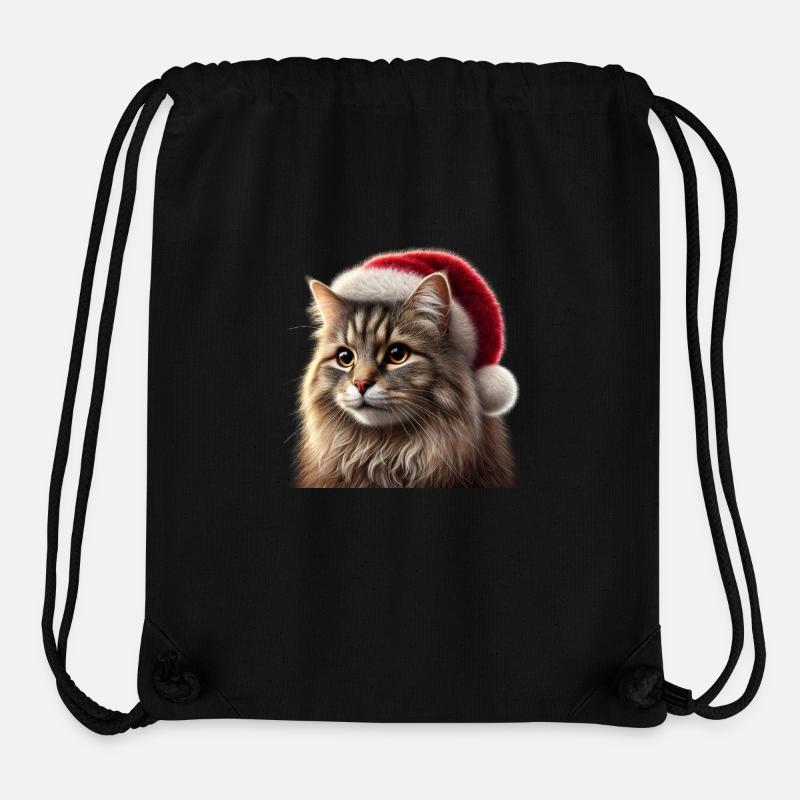 Chat de Noël - Sac à cordon recyclé Stanley/Stella - noir