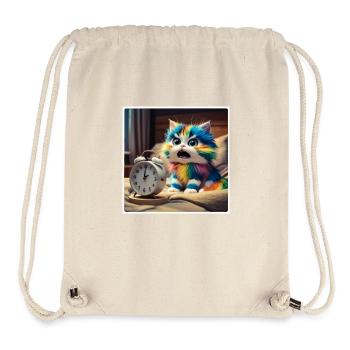 Cat with alarm clock - Stanley/Stella Recycled Gym Bag - natural - Front