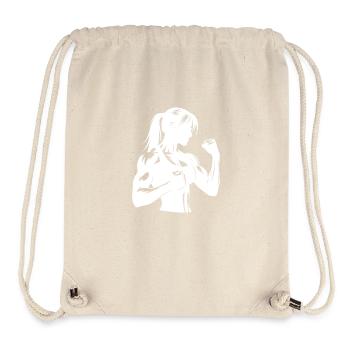 Boxeur aux muscles puissants avec les poings levés - Sac à cordon recyclé Stanley/Stella - blanc naturel - Devant