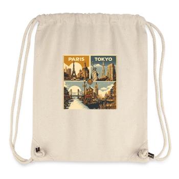 Affiche de voyage vintage : un voyage nostalgique - Sac à cordon recyclé Stanley/Stella - blanc naturel - Devant