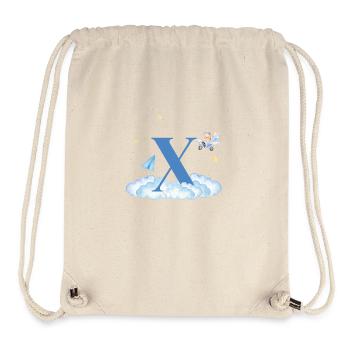 Lettre x bleu nuages avion enfant - Sac à cordon recyclé Stanley/Stella - blanc naturel - Devant