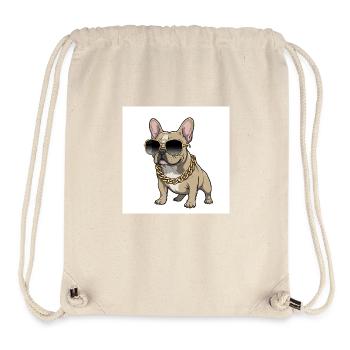 Bouledogue cool avec lunettes de soleil - Sac à cordon recyclé Stanley/Stella - blanc naturel - Devant