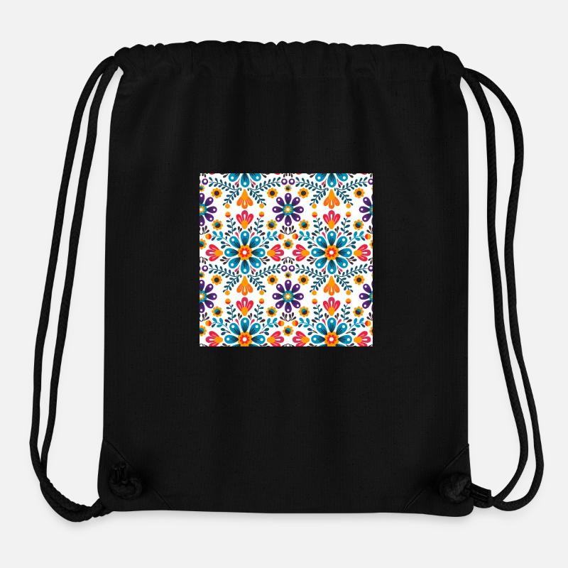 Colourful Folk Floral Pattern – Traditional Art - Stanley/Stella Recycled Gym Bag - black