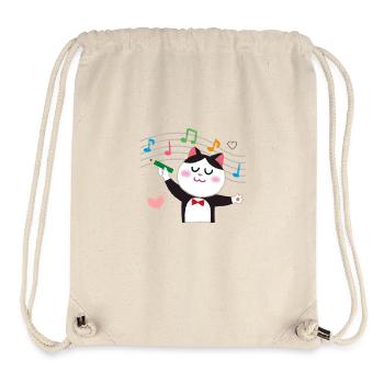 Clef de musique chaton chat musical - Sac à cordon recyclé Stanley/Stella - blanc naturel - Devant