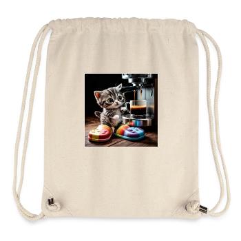 Cat takes a coffee break - Stanley/Stella Recycled Gym Bag - natural - Front