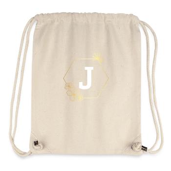 Lettre j cadre Floral doré - Sac à cordon recyclé Stanley/Stella - blanc naturel - Devant