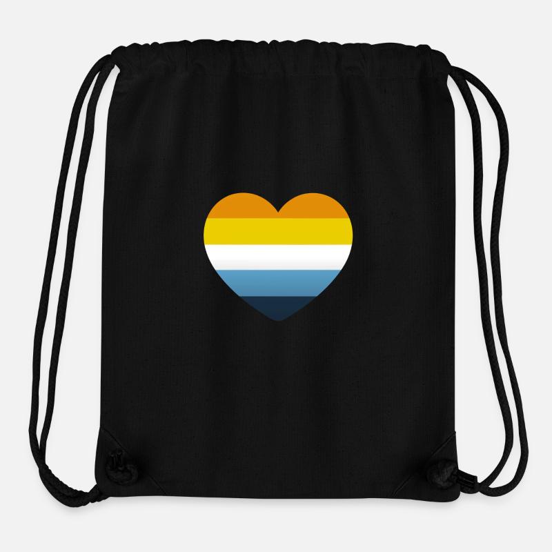 Cœur aux couleurs du drapeau AroAce - Sac à cordon recyclé Stanley/Stella - noir