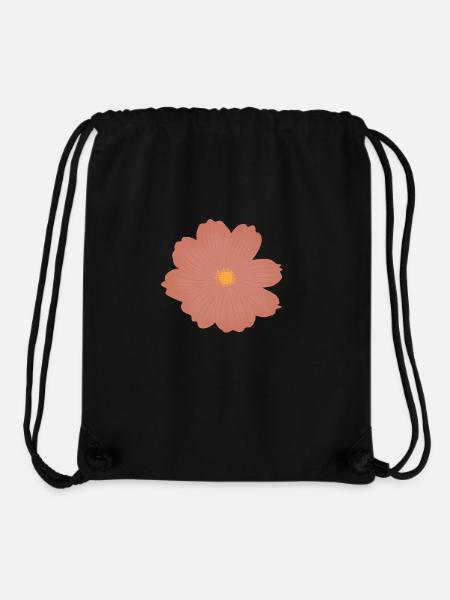 Fleur rose - Sac à cordon recyclé Stanley/Stella - noir