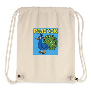 Peacock cartoon - weathered look - Stanley/Stella Recycled Gym Bag - natural - Front