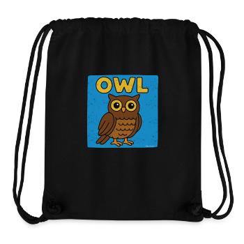 Owl cartoon -weathered look - Stanley/Stella Recycled Gym Bag - black - Front