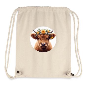 Highlander Kalb mit Blüten 2 - Stanley/Stella recycelter Gym Bag - Naturweiß - Vorne