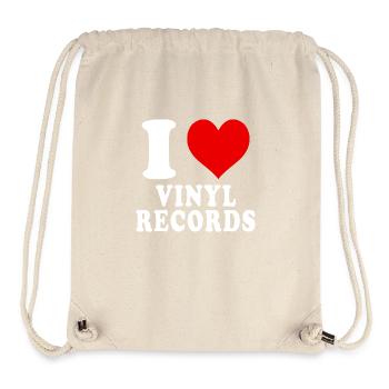 J’aime les disques vinyles coeur drôle spirituel - Sac à cordon recyclé Stanley/Stella - blanc naturel - Devant