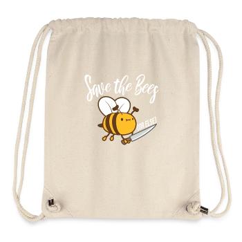 Rettet die Bienen oder sonst Messer Lustig Niedliche Biene Imker - Stanley/Stella recycelter Gym Bag - Naturweiß - Vorne