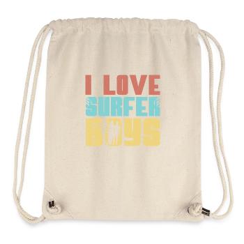 I Love Surfer Boys Surfboard Summer Surfing - Stanley/Stella recycelter Gym Bag - Naturweiß - Vorne