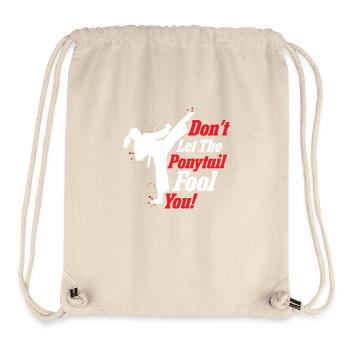 Ne vous laissez pas tromper par la queue de cheval ! Karaté Femme - Sac à cordon recyclé Stanley/Stella - blanc naturel - Devant