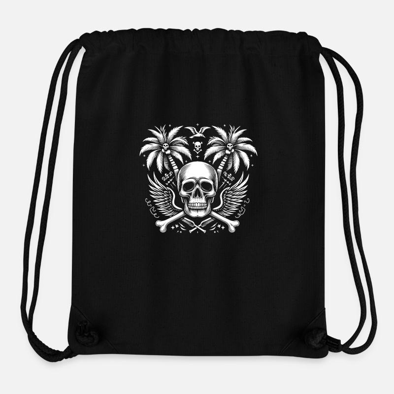 Palmiers crânes - Sac à cordon recyclé Stanley/Stella - noir