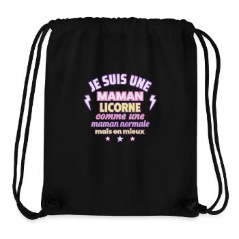 Maman licorne, cadeau fête des mères, Magie - Sac à cordon recyclé Stanley/Stella - noir - Devant