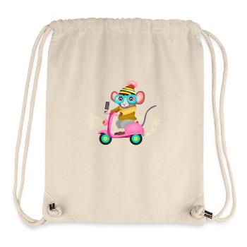 Little mouse on scooter - Stanley/Stella Recycled Gym Bag - natural - Front