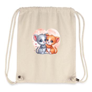 Cute Cat and Kitten Couple in Love - Stanley/Stella Recycled Gym Bag - natural - Front