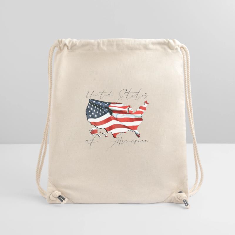 États-Unis | Drapeau réel | Flag Map Script Sac à cordon recyclé Stanley/Stella