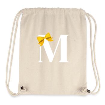 Lettre m nœud jaune - Sac à cordon recyclé Stanley/Stella - blanc naturel - Devant
