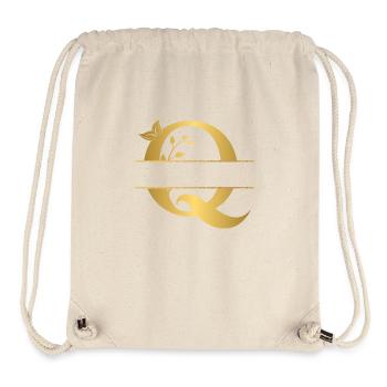 Personalisierter goldener Blumenbuchstabe q - Geschenkidee - Stanley/Stella recycelter Gym Bag - Naturweiß - Vorne