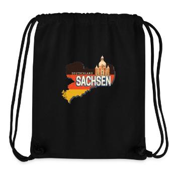Saxe Allemagne Rétro Carte de l’État - Sac à cordon recyclé Stanley/Stella - noir - Devant