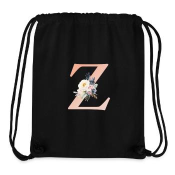 Z monogramme, Floral, Boho - Sac à cordon recyclé Stanley/Stella - noir - Devant