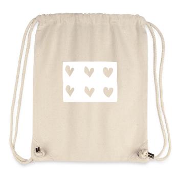 Six coeurs coeur rectangle forme de motif - Sac à cordon recyclé Stanley/Stella - blanc naturel - Devant