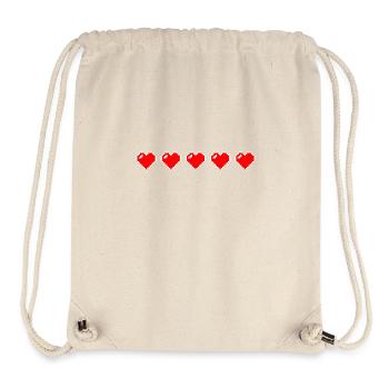 Cinq coeurs five hearts cinco corazones red rouge - Sac à cordon recyclé Stanley/Stella - blanc naturel - Devant