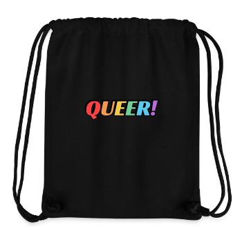 Texte arc-en-ciel queer - Sac à cordon recyclé Stanley/Stella - noir - Devant