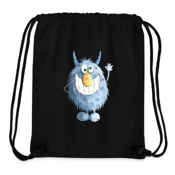 Blaues Grinse Monster - Stanley/Stella recycelter Gym Bag - Schwarz - Vorne
